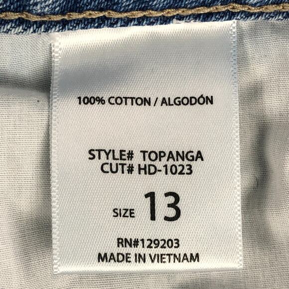 Carly Jean Womens Jeans 13 Blue Straight High Rise Baggy Button‎ Fly Distressed - Picture 4 of 14